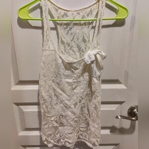 Hollister Co. White Lace Bow Tank Top